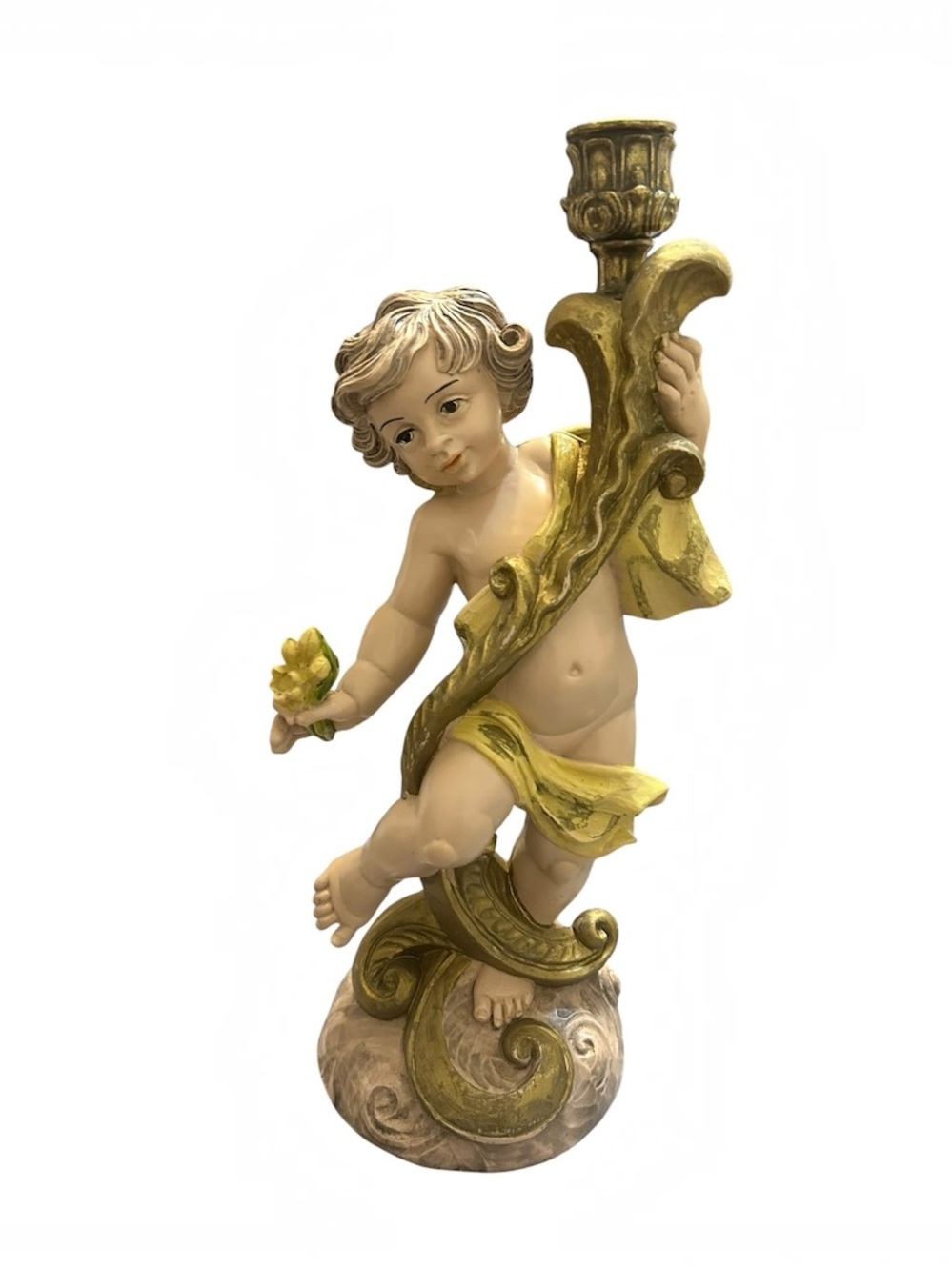 Vintage Italian Depose Resin Cherub Candle Holder. Italy